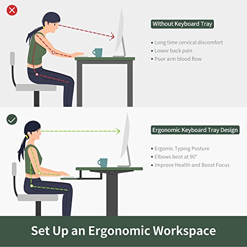 FEZIBO Electric Height Adjustable Standing Desk with Keyboard Tray, 63 × 24 Inches - Light Rustic