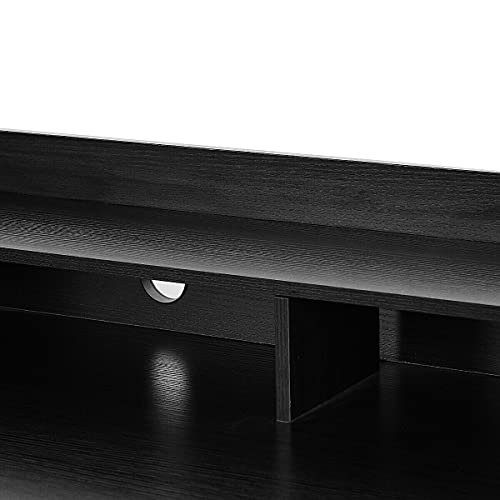 LCSA Black Computer Desk Laptop Writing Table Spacious Workstation Office Furniture