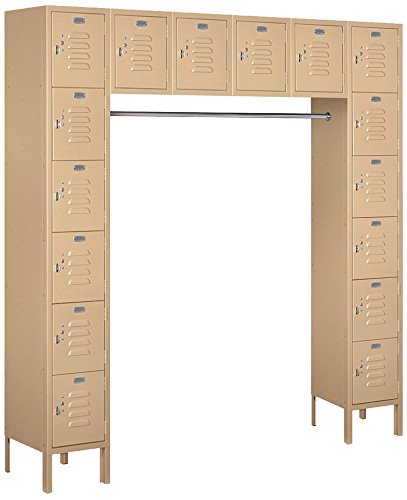 Salsbury Industries 66016TN-U Six Tier Box Style Bridge 16 Box 18-Inch Deep Unassembled Standard Metal Locker, Tan Brown