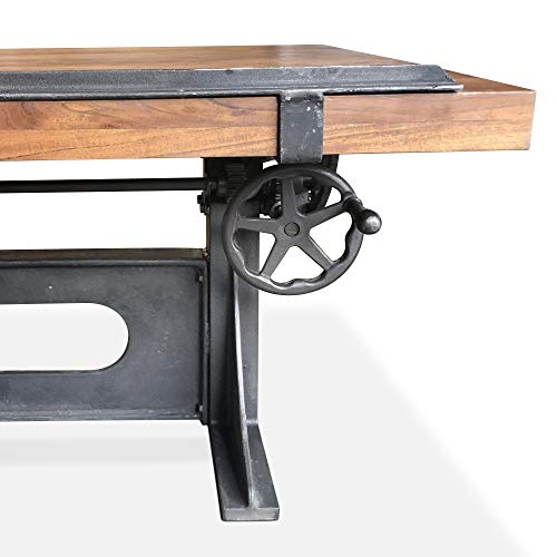 Industrial Adjustable Crank Drafting Desk - Tilt Top - Cast Iron Base 70"
