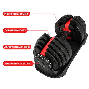 Adjustable Dumbbell Set of 2 - Fast Adjust Weight Dumbbells 5lb-52.5lb Free Weight Training Equipment for Man Women Exercise Strength Core Fitness at Home