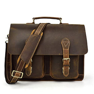 NMBBN 1pcs Retro Handmade Men's Briefcase Computer Bag Casual Shoulder Bag Business Handbag (Color : A, Size : 39cm (L) x 29cm (W) x 9cm (D))