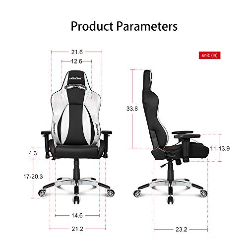 AKRacing Masters Series Premium Gaming Chair with High Backrest, Recliner, Swivel, Tilt, 4D Armrests, Rocker and Seat Height Adjustment Mechanisms with 5/10 Warranty - Silver