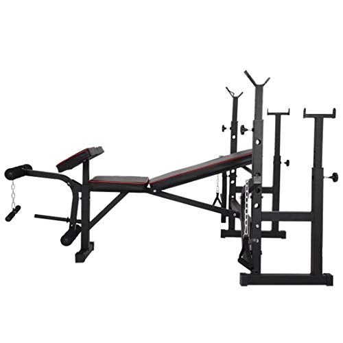 Adjustable Weightlifting Bed Bench Press Squat Rack Indoor Multi-Function Olympic Weight, Strength Training Fitness Equipment for Full-Body Workout (B)