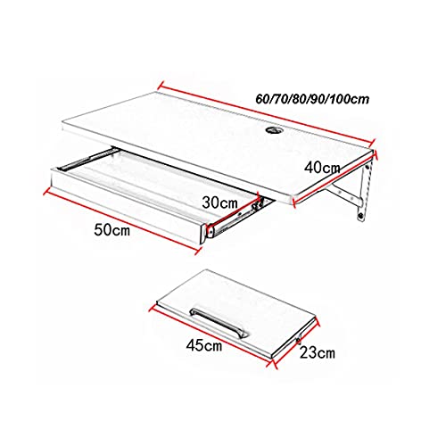 Wood Drop-Leaf Table Desk Wall Mount Writing Desk with Keyboard Tray and Host Support Wall Hanging Computer Table Home Office Desk Workstation