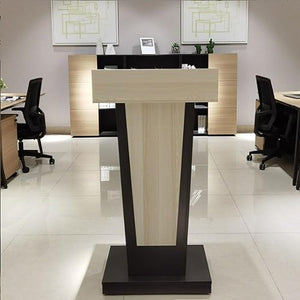 CAMBOS Luxury Lectern Podium Stand with Open Storage - Wood Conference Table Teacher Podium