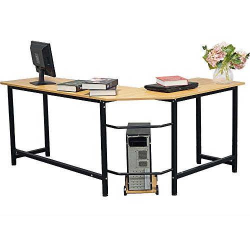 TimmyHouse Corner Desk L-Shaped Computer Desk PC Latop Study Office Table Workstation Home