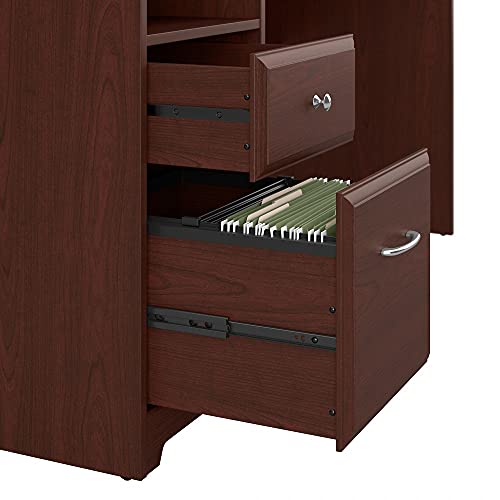 Bush Furniture Cabot 60W L Shaped Computer Desk with Hutch and Drawers in Harvest Cherry