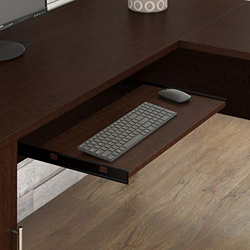 Bush Furniture Somerset 60W L Shaped Desk with Hutch and 5 Shelf Bookcase