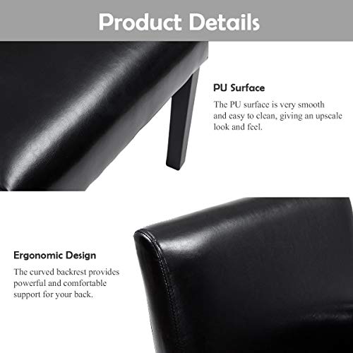 Giantex Set of 2 Leather Reception Guest Chairs with Padded Seat and Arms - Black