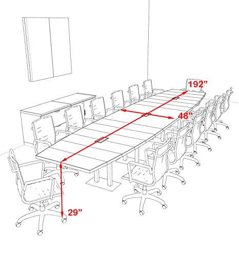 UTM Furniture Modern Boat Shaped Steel Leg 16' Conference Table OF-CON-CM46