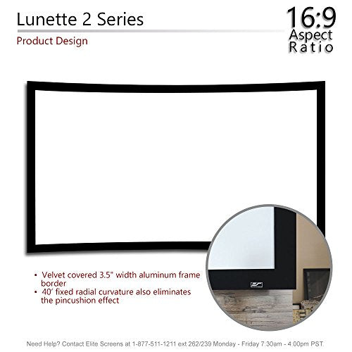 Elite Screens Lunette 2 Series, 100-inch Diagonal 16:9, Curved Home Theater Fixed Frame Projector Screen, CURVE100WH2