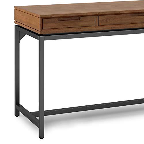 SIMPLIHOME Banting SOLID WOOD and Metal Modern Industrial 60 inch Wide Home Office Desk, Writing Table, Workstation, Study Table Furniture in Medium Saddle Brown with 2 Drawerss