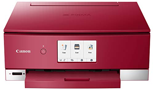 Canon TS8220 Wireless All in One Photo Printer with Scannier and Copier, Mobile Printing, Red, Works with Alexa