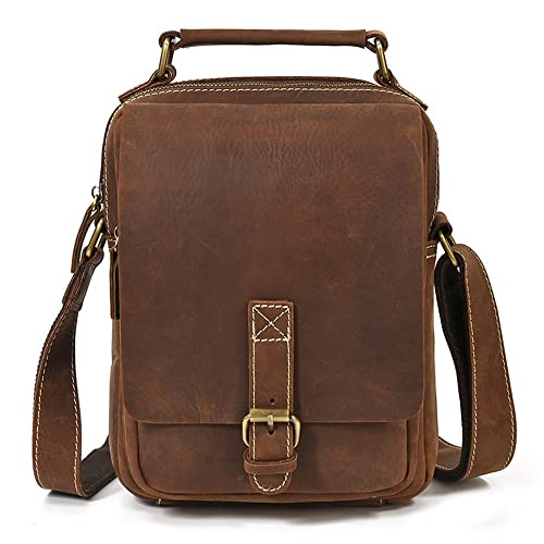 YZBMH Handmade Retro Men's Handbag Business Messenger Bag Casual Men's Bag Old Briefcase (Color : A, Size : 27 * 21 * 8cm)