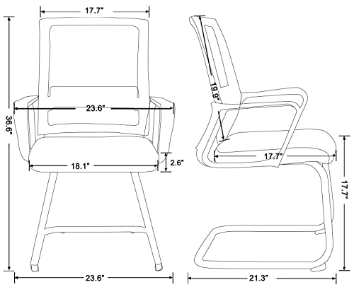 CIMOTA Mesh Office Guest Chairs Set of 6 - Black Mid Back Reception Chairs