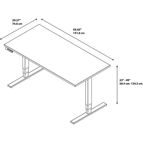 Move 80 Series by Bush Business Furniture 60W x 30D Height Adjustable Standing Desk in Natural Maple with Cool Gray Metallic Base