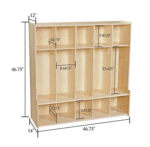 Contender 5-Section Coat Locker With Bench & Cubby Storage For Kids, Backpack Organizer With Cubbies Storage For Daycare, Preschool, Kindergarten, Montessori & Home