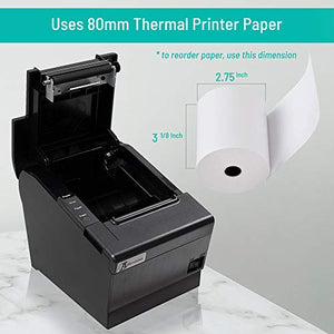Desktop Thermal Receipt Printer – 80mm Paper Premium Thermal Printer – with Auto Cutter – Glossy Style Black Color – 250mm/s Printing Speed – Plug and Play Easy Installation
