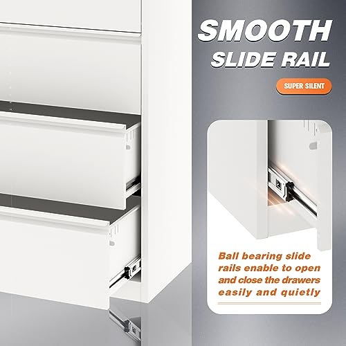 SUXXAN 4 Drawer Metal Lateral File Cabinet with Lock, White - Letter/Legal/F4/A4 Size