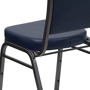 BizChair 4 Pack Crown Back Stacking Banquet Chair Navy Vinyl Silver Vein Frame