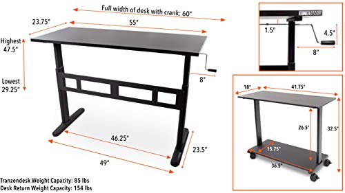 Stand Steady L-Shaped Tranzendesk Standing Desk | Sit to Stand Desk with Add-On Desk Return | Customizable Stand Up Desk Arrangement Great for Any Office Space! (Black / 73 x 42)