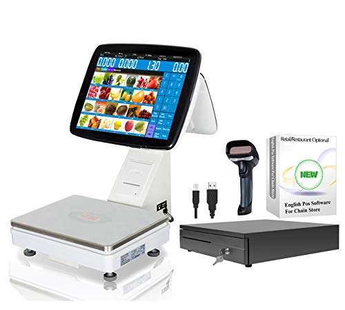 ZHONGJI 2022 All-in-One POS System Weighing Checkout Scale Built-in 80mm Receipt Printer for Vegetable Fruits Markets, Grocery Stores, Retail SET04-15KG