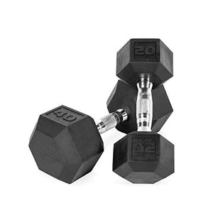 CAP Barbell Rubber Coated Hex Dumbbell Set Non-Slip Hex Shape for Muscle Toning, Strength Building, Weight Loss - Multiple Choices Available (c. 5-20Lb Dumbbell Set with A Frame Rack)