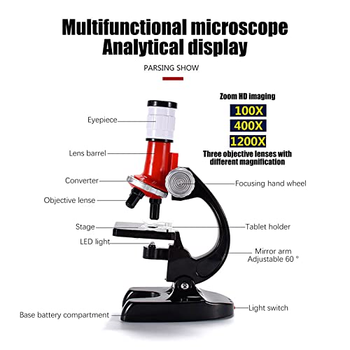 Beginner Microscope Kit - High-definition 1200 Times Children's Microscope Toy - Children's Biological Scientific Experiment Tool - Educational Gifts for Student Boy Girl - Interest Training Toy (C)