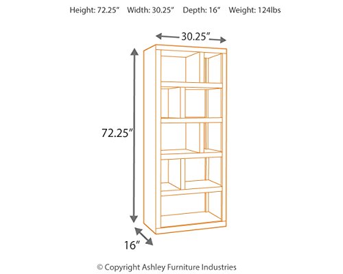 Ashley Furniture Signature Design - Lobink Bookcase - 9 Storage Different Size Cubbies - Brown Finish