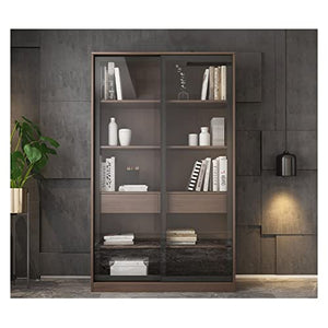 LCARS Floor-to-Ceiling Bookcase with Glass Sliding Doors - Medium Size