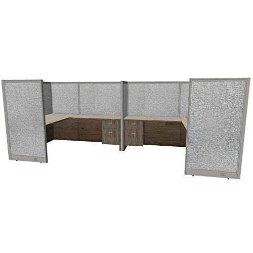G GOF 2 Person Separate Workstation Cubicle (5'D x 13'W x 4'H) - Office Partition, Room Divider