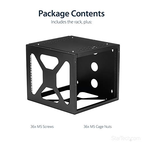 StarTech.com 8U Open Frame Wall Mount Rack - Sideways Wall Mount IT Equipment Rack Cabinet - 20.8 in Depth Server Room Rack (RK819SIDEM)