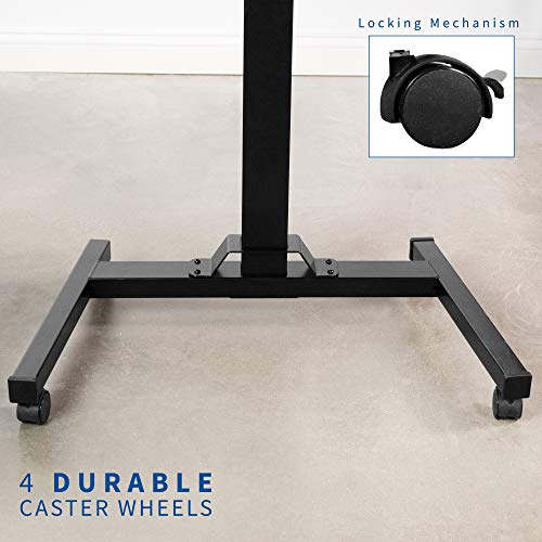 VIVO Black Pneumatic Mobile 36" Height Adjustable Two Platform Standing Desk - DESK-V111GT