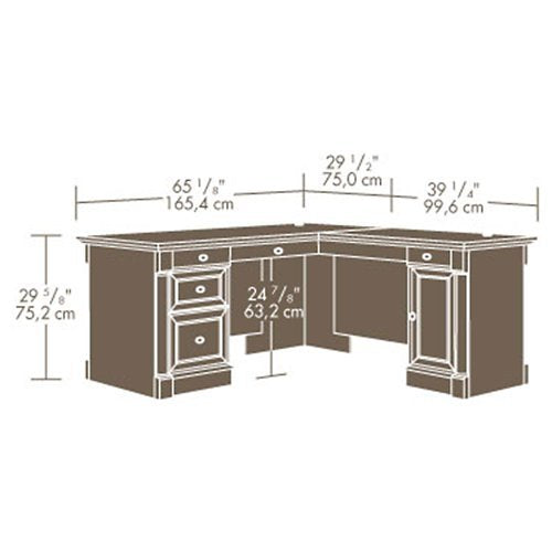 Sauder Office Furniture Palladia Collection Cherry Finish L-Shaped Desk with Bookcase Set