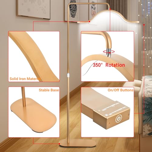 Yoidesu Half Moon LED Floor Lamp for Lash Extension, 29 Inch, 3200K-5600K, Phone Holder, Beauty Skincare Lighting