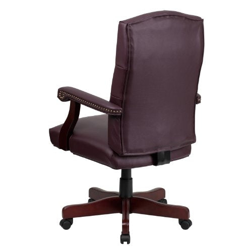 BizChair Martha Washington Burgundy LeatherSoft Executive Swivel Office Chair with Arms
