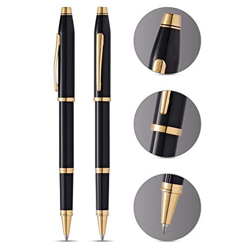 Cross Century II, Black, Selectip Rolling Ball Pen with 23 Karat Gold Plated Appointments (2504)