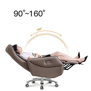 XZBXGZWY Boss Chair with Electric Massage, Swivel Function, and Telescopic Footrest - Orange Cowhide