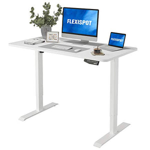 Flexispot EN1 Electric White Stand Up Desk Workstation with 48 x 30 Inches Whole-Piece Desktop Ergonomic Memory Controller Adjustable Height Standing Desk Primo(White Frame + 48" White Desktop)
