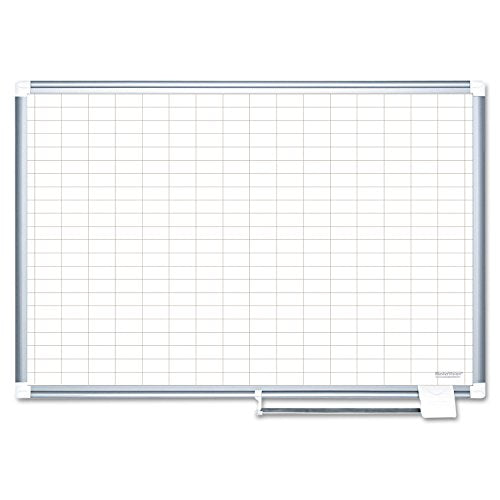 MasterVision Magnetic Platinum Plus Porcelain Dry Erase 1 x 2 inch Grid Planner, 48 x 72 inches Aluminum Frame (CR1230830)