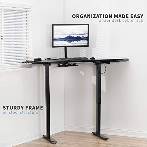 VIVO Electric Height Adjustable 47 x 47 inch Corner Stand Up Desk, Black 3-Piece Table Top, Black Frame, Complete Standing Workstation, DESK-E1L94B
