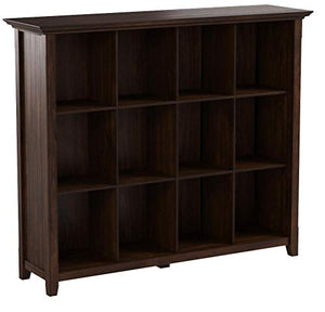 Simpli Home AXWELL3-015 Acadian Solid Wood 48 inch x 57 inch Rustic 12 Cube Storage in Tobacco Brown