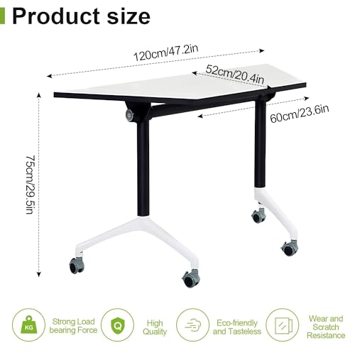 Molpeiy Conference Room Table with Silent Locking Wheels, Trapezoidal Rolling Splicing Computer Desk, 47.2" L*20.4" W*29.5" H (8Pack)