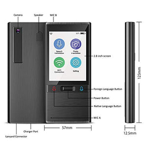 Language Translator Device with Camera Translation Bluetooth Earphones Connection 2.8 Inch Screen Support 106 Languages