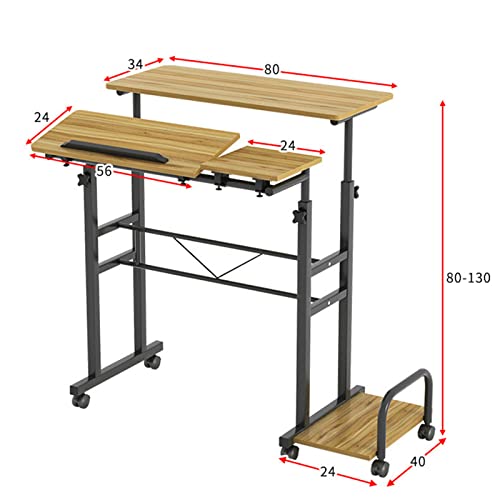 HH&DD Mobile Standing Desk,Adjustable Rolling Laptop Desk with Wheels,Reversible Home Office Laptop Workstation for Home Office-A 80x58cm(31x23inch)