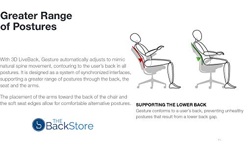 Steelcase Gesture Office Chair with Headrest & Lumbar Support - Cogent Connect Concord Fabric - Low Black Frame