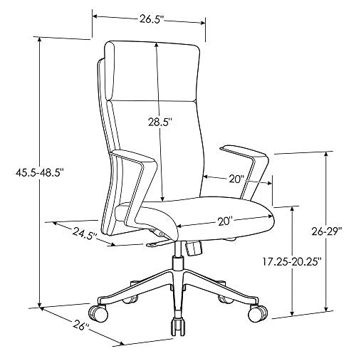 Adjustable Ergonomic Draper Leather Executive Chair with Aluminum Frame- Black