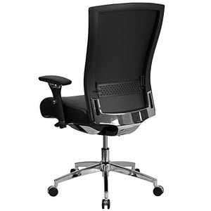 Flash Furniture HERCULES Series 24/7 Intensive Use 300 lb. Rated Black Leather Multifunction Executive Swivel Chair with Seat Slider