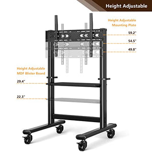 TAVR Furniture Mobile TV Cart Rolling TV Stand for 55-100 Inch Screens up to 250 lbs, VESA800x600 mm, Heavy Duty Height Adjustable